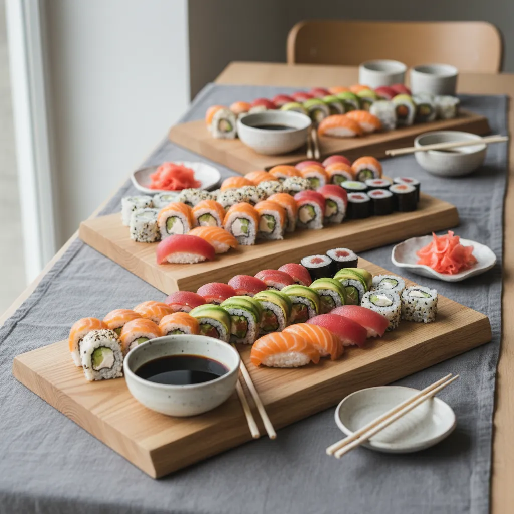 Sushi med laks fra catering i Rørvik