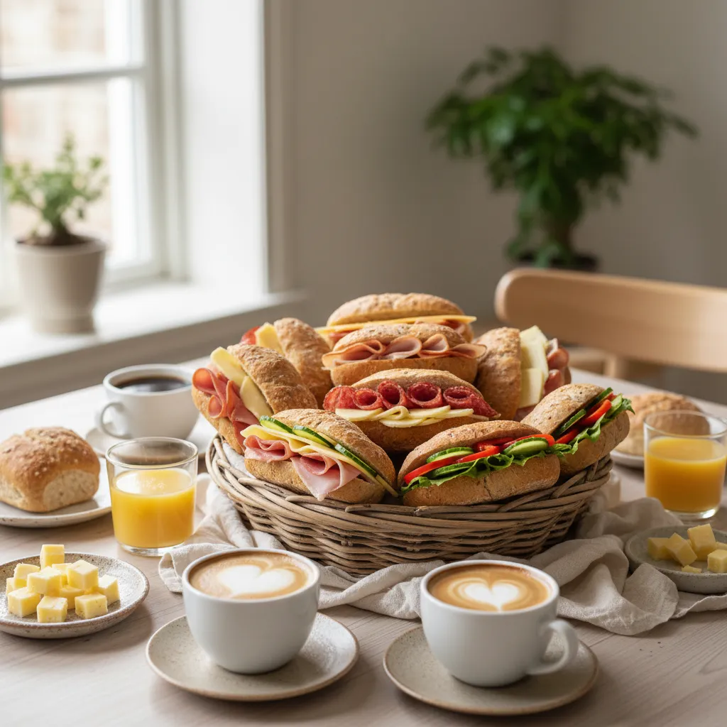Påsmurte rundstykker fra catering på Birkeland