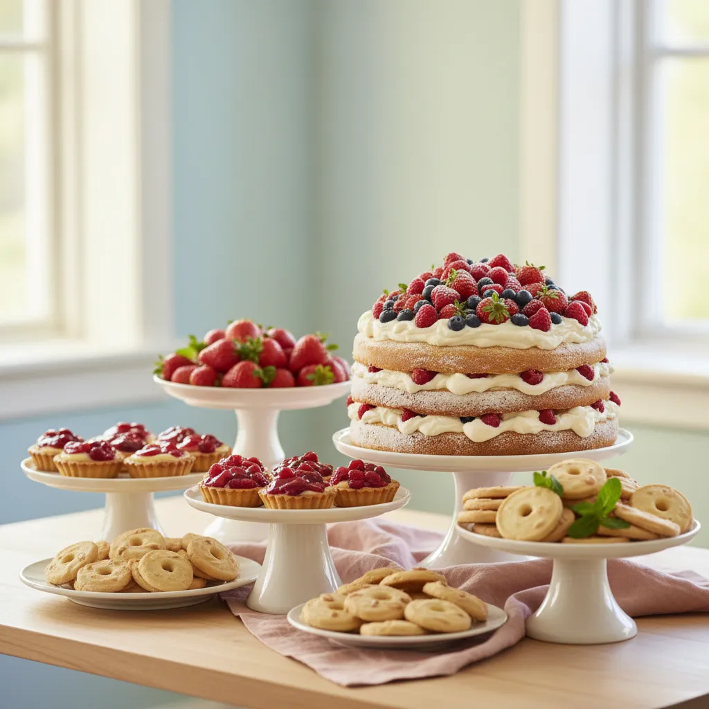 Dessertbuffet med bløtkake og småkaker